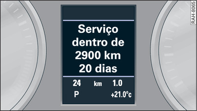 Painel de instrumentos combinado: Aviso do intervalo do serviço de assistência